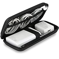 iMangoo Shockproof Carrying Charger Case Hard Protective EVA Impact Resistant Power Bank Pouch Small Electronics Organizer Cable Accessory Travel Essentials for Women, Size 6.5''x3.2''x1'', Black