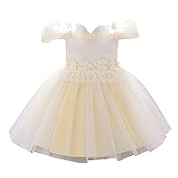 Kids Toddler Baby Girls Spring Summer Bow Tie Tulle Ruffle Bubble Sleeve Princess Dress and Dresses
