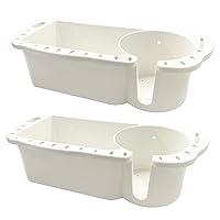 2 Pack Boat Caddy Organizer Marine Cup Holder Universal Fit for Bass Boat Kayak Pontoon Jon Boat Fishing Cabin Storage (2Pack-White)