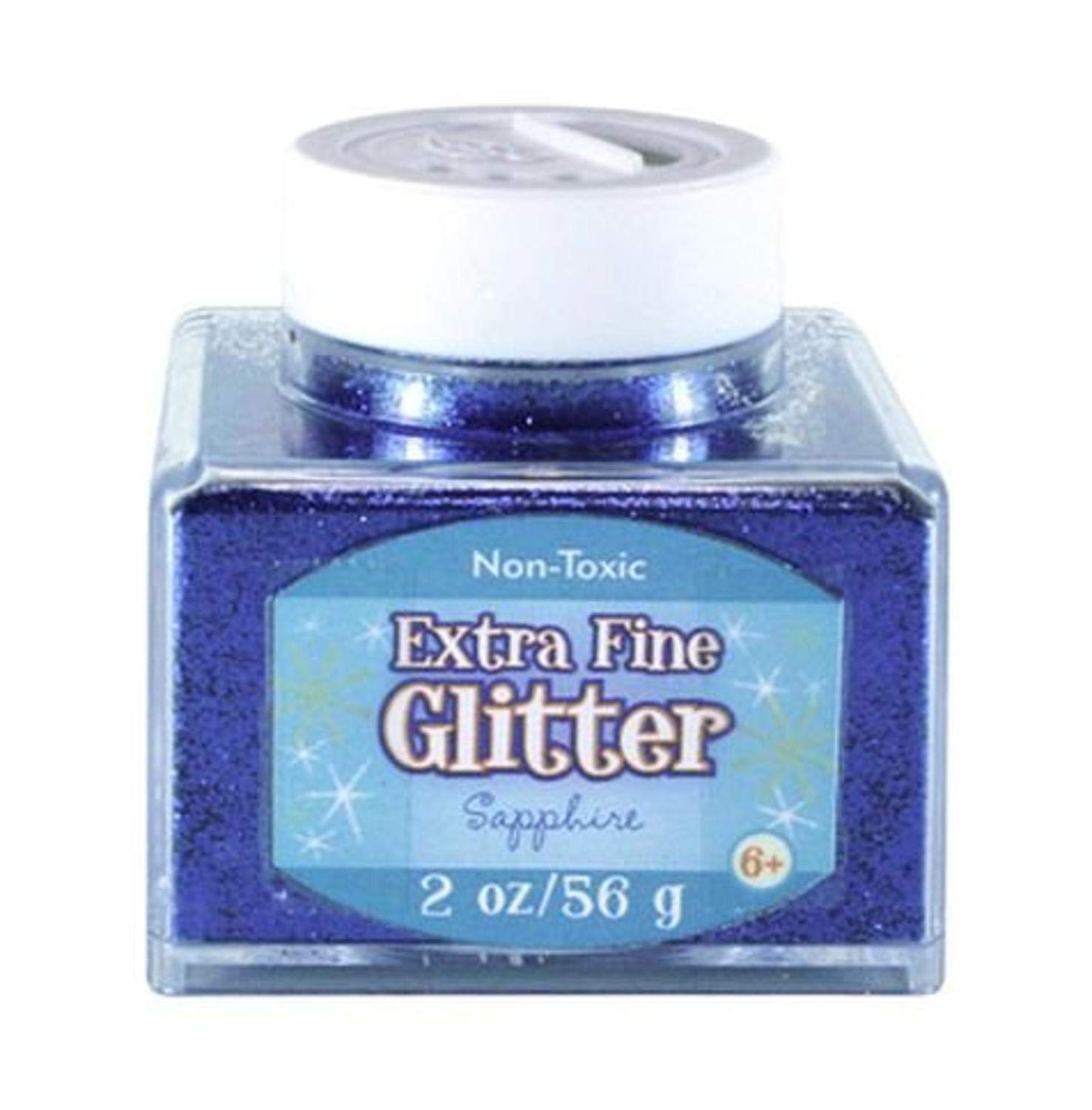 Sulyn Extra Fine Sapphire Blue Glitter Stacker Jar, 2 ounces, Non-Toxic, Stackable and Reusable Jar, Multiple Slot Openings for Easy Dispensing and Mess Reduction, Blue Glitter, SUL50867