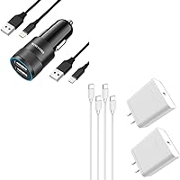 Dual USB 4.8A Rapid Adapter Power+25W PD Type C Wall Charger Block with 2 * 3Ft USB to Lightning Cable+2 * 6.6Ft Type C Cord for iPhone 15 Pro Max, Samsung S24 Ultra