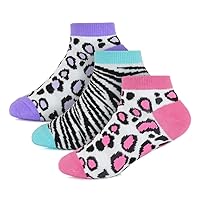 Girls Camouflage And Leopard Trainer Socks Pack of 3 Classic Comfortable Kids Footwear Socks 2-10 Years