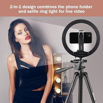 UBeesize TR50 and 10 inch Ring Light Selfie Ring Light with 50