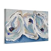 ZHJLUT Oyster Kitchen Wall Art Poster, Coastal Wall Art, Sea Life Wall Art Canvas Art Poster Picture Modern Office Family Bedroom Living Room Decorative Gift Wall Decor 12x16inch(30x40cm) Frame-style