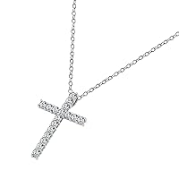 Amazon Essentials Platinum or Gold Plated Sterling Silver Cross Pendant Necklace with Infinite Elements Zirconia, 18