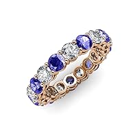 Tanzanite and Lab Grown Diamond 3 5/8 ctw Womens Eternity Ring Stackable 14K Gold