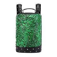 3D Backpack, Fashion 3D Double Hovering Dragon,Cylinder Backack (Green)