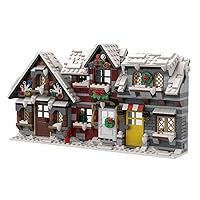 Christmas Townhouse Building Block Set, ​Winter House Building Kit; A Festive Build for Adults and Family, Christmas Scene to Display, A Great Holiday Present Idea for Christmas(821 Pieces)