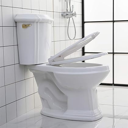 SXSKOK Toilet Seat Elongated with Slow Close , Easy to Install and Clean,Plastic,Fits most Elongate Toilets,White.