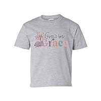 Grow in Grace Floral Youth Kids Christian T-Shirt Graphic Tee