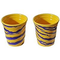 LSU Tiger Stripe Shot Cups Purple and Yellow Team Colors (Heavy Duty Melamine, 2 oz. Shot Glass Cups, 2 Pack) by Havercamp