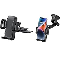 CD Slot Car Phone Mount and Car Phone Holder Mount with Strong Suction Cup Dashboard Windshield,Car Phone Holder Mount Compatible with iPhone 15 14 13 12 11 Pro XR XS MAX Galaxy S20 S20+ S10 S9 S8