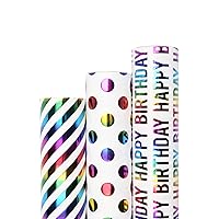 Blavermant Birthday Wrapping paper rolls, Gift Wrapping Paper Mini Roll - 17