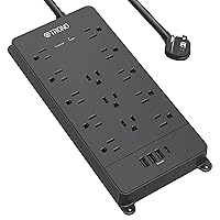 TROND Power Strip Surge Protector, 4000J, ETL Listed, 13 Widely-Spaced Outlets Expansion with 4 USB Ports(1 USB C), Low-Profile Flat Plug, Wall Mountable, 5ft Extension Cord, 14AWG Heavy Duty, Black