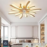Lihaian LED-Beleuchtung mit stummem Deckenventilator 00 W Deckenleuchte mit Ventilatorlicht, App und Fernbedienung, kreative Form Acrylschirm (weiß) Wohnzimmer Schlafzimmer Küche (weiß)