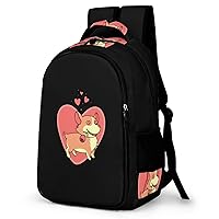 Corgi with Rose in Love Backpack Double Deck Laptop Bag Casual Travel Daypack for Men Women