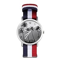 Palm Tree Pattern Men's Watches Minimalist Fashion Business Casual Quartz Wrist Watch for Women