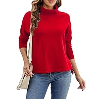 LEIYEE Womens Sweaters 2023 Fall Winter Trendy Pullover Lightweight Turtleneck Side Split Long Sleeve Tops Casual Shirts