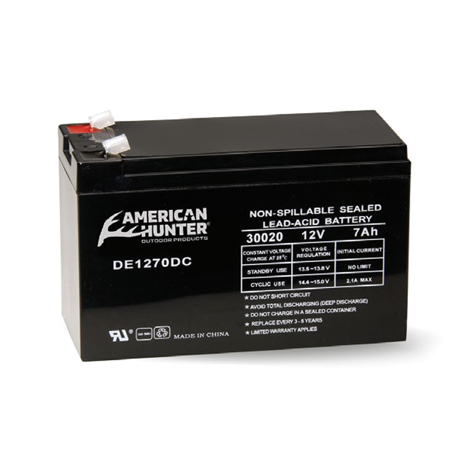 AMERICAN HUNTER 12V 7 AMP HR Universal Versatile Durable Tab Top Deer Feeder Non-Spillable Sealed Lead Acid Rechargeable Battery