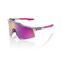 100% SPEEDCRAFT Sport Performance Cycling Sunglasses (Polished Translucent Grey - Purple Multilayer Mirror Lens)