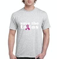 Save The Tatas Cancer Awareness Cancer People Support Men's T-Shirt Tee Large Sport Grey