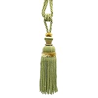 Light Sage, Olive Green, Ivory, Gold Exquisite, Large Bullion Tieback / 12 inch Long Tassel, 3 inch Wide, 26 inch Spread (Embrace) / Style# TBPLUSH12 (25009) Color: Fresh Artichoke - RB03