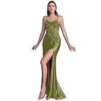Women's Mermaid Slits Formal Dress for Women Lace Applique Evening Party Dress