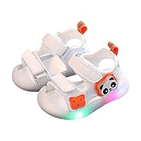 Toddler Infant Boys L𝐢ght Up Rubber Soft Sole Sandal Animal Pattern Double Buckle Sandal Lightweight Causal Shoe
