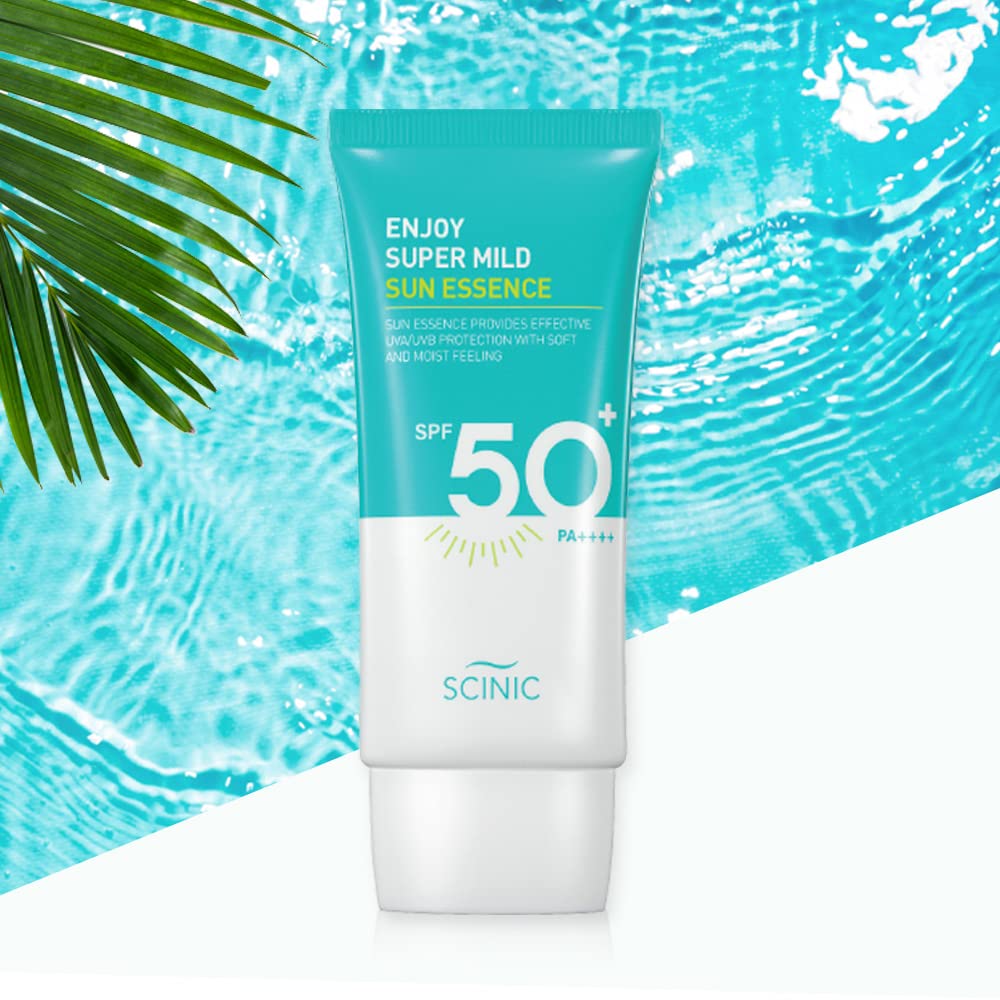 SCINIC Enjoy Super Mild Sun Essence SPF50+ PA++++ 1.69 fl oz(50ml) | A Lightweight Hydrating Sun Essence That leaves No Sticky Feeling | Korean Skincare