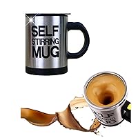 Self Stirring Coffee Mug, Stainless Steel Automatic Mixing & Spinning Cup for Morning Travelling Home Office Men and Women MS-A004A Black