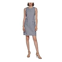 Tommy Hilfiger Women's Petite Sleeveless Stretch Fabric Front Pockets Dress, Midnight/Ivory