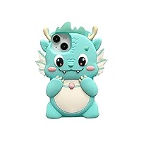 Case for iPhone 13 Pro Max,Kawaii Phone Cases 3D Silicone Cartoon Dragon Green Fun Cute Case Soft Rubber Shockproof Protective Case Women Girls for iPhone 13 Pro Max
