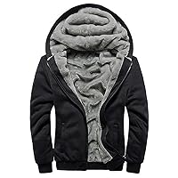 Heavyweight Winter Sweatshirt Thick Fleece Sherpa Lined Warm Jacket Big Tall Zip Up Mens Hoodie Outerwear Coats