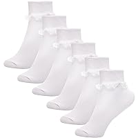 Girls Children Back to School Cotton Rich Plain Ankle School Socks Pack Of 6 Age 2-9 Years UK Shoe Size 6-3.5