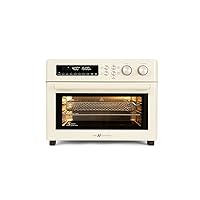 Retro Style Infrared Heating Air Fryer Toaster Oven, Extra Large Countertop Convection Oven 10-in-1 Combo, 6-Slice Toast, Enamel Baking Pan Easy Clean with Recipe Book, Cream Color