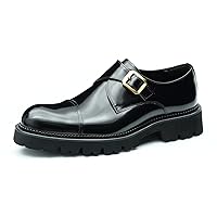 Mens Loafers Black Dress Leather Loafers Slip On Shoes for Men Business Casual Fashion Slip On Buckle Loafers Summer Shoes