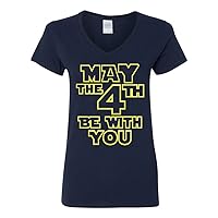 V-Neck Ladies May The 4th Be with You Movie TV Funny Parody T-Shirt Tee