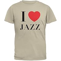 Old Glory I Heart Jazz Sand Adult T-Shirt - Large