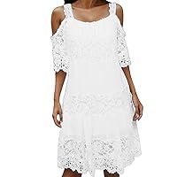Womens Cocktail Dresses,Women's Casual Dress Smooth Lace Dress Strap Lace Cut Out Midi Dress Outdoor Daily Hot