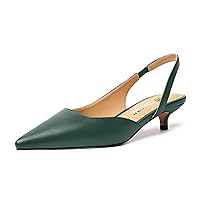 Womens Bungee Slingback Stylish Bridal Matte Casual Pointed Toe Kitten Low Heel Pumps Shoes 1.5 Inch