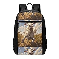 Goat Frolic Print Simple Sports Backpack, Unisex Lightweight Casual Backpack, 17 Inches