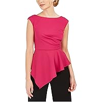 Adrianna Papell Womens Solid Sleeveless Blouse Top, Pink, 14P