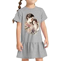 Mommy's Sunshine Toddler Rib Dress - Flowers Design Girls' Dress - Graphic Toddler Dress