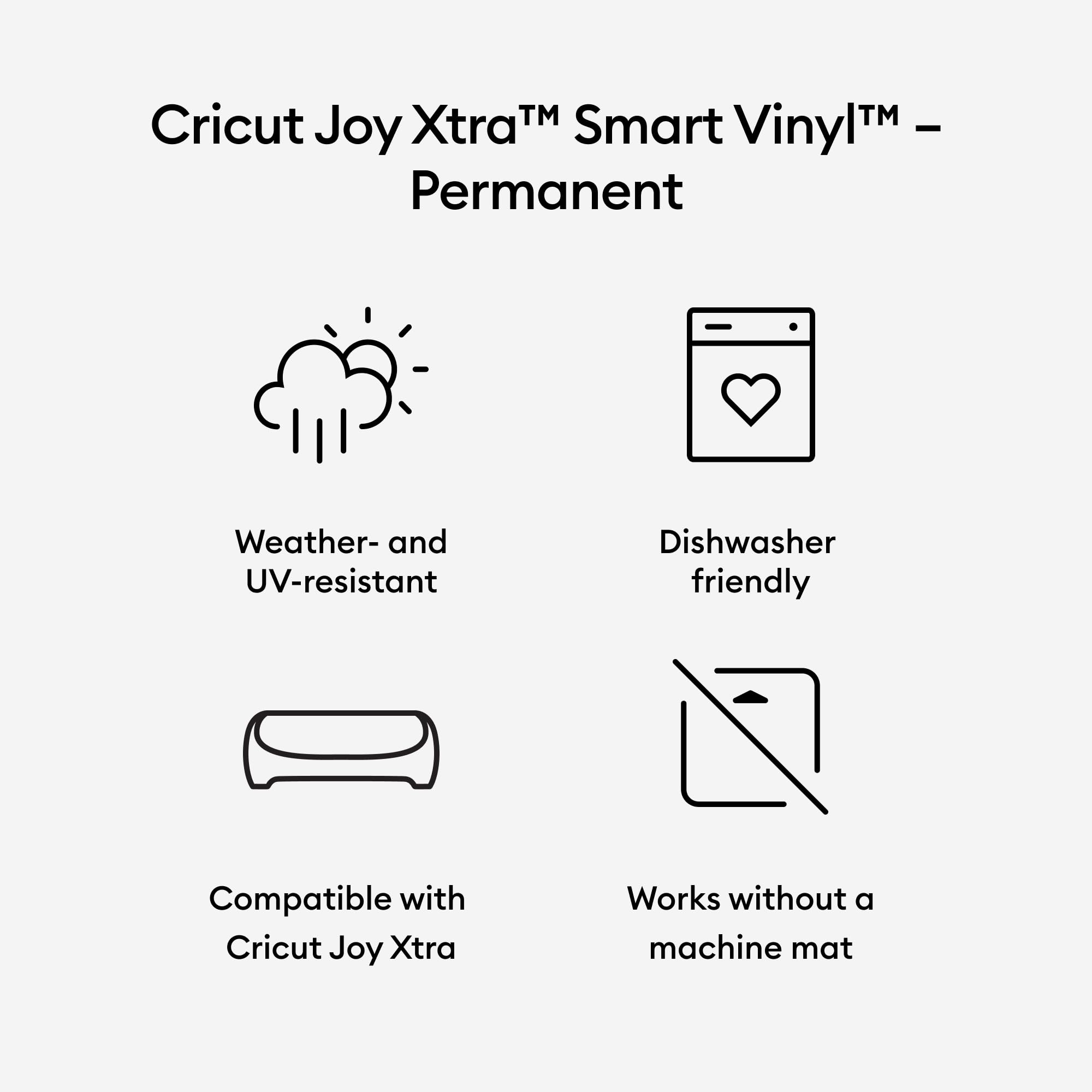 Cricut Joy Xtra Matte Metallic Smart Permanent Vinyl (9.5in x 3ft), Recommended for Indoor/Outdoor DIY Crafts, Decor Projects, Decals & More, Dishwasher Friendly, Gold
