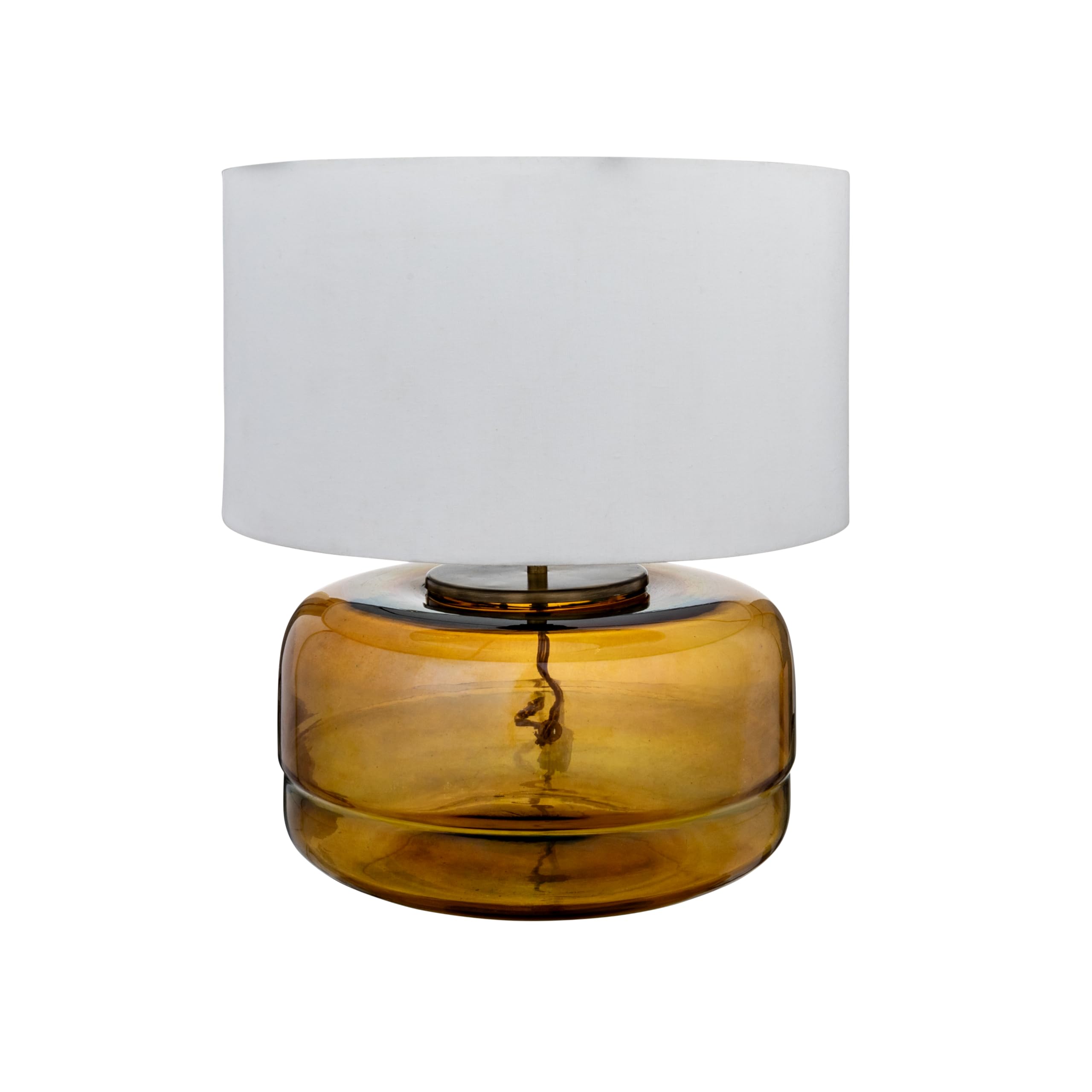 Creative Co-Op Amber Glass Table Lamp with White Cotton Shade