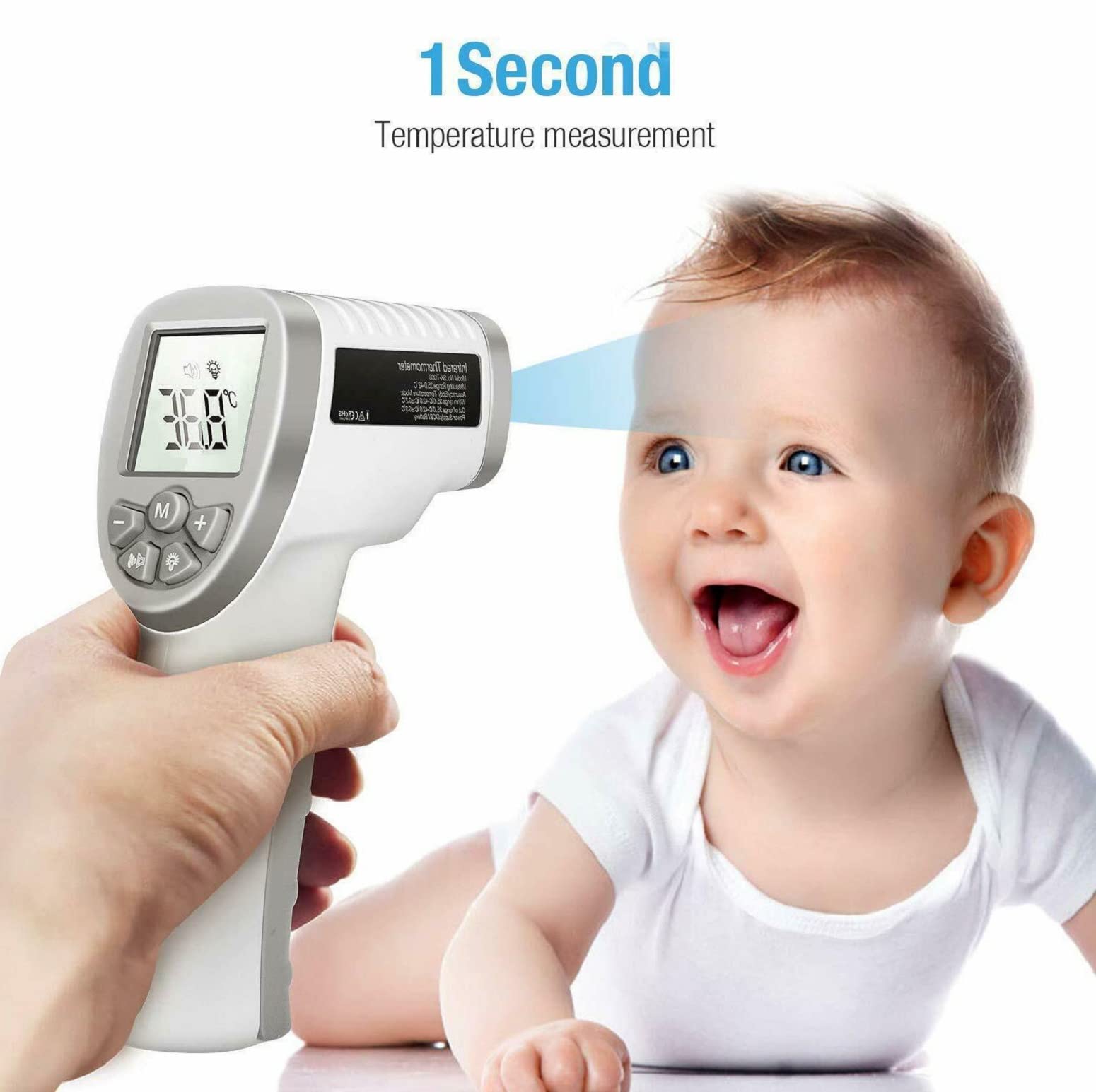 Infrared Thermometer for Adults, Kids and Object, Non-Contact Forehead Thermometer with Object Mode Function, Touchless Infrared Digital Temperature Gun, Fever Alert and Set Memory Recall