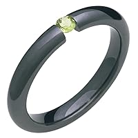 Black Titanium and Peridot Stone Tension Set Ring Comfort Fit 3mm Wide Wedding Band