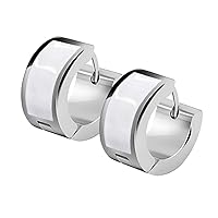 Soul-Cats® 1 Pair of Simple Creole Earrings Stainless Steel White Silver