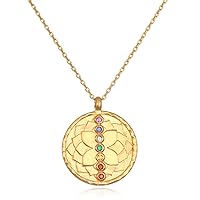 Satya Jewelry Women's Multi Gemstone Rose Gold Chakra Pendant Necklace 18-inch