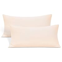 2-Pack Stretch Pillow Cases - Jersey Knit & Ultra Soft Envelope Closure Pillowcases T-Shirt Like Microfiber Blend - Suitable for Queen or Standard Size Set of 2, Pink